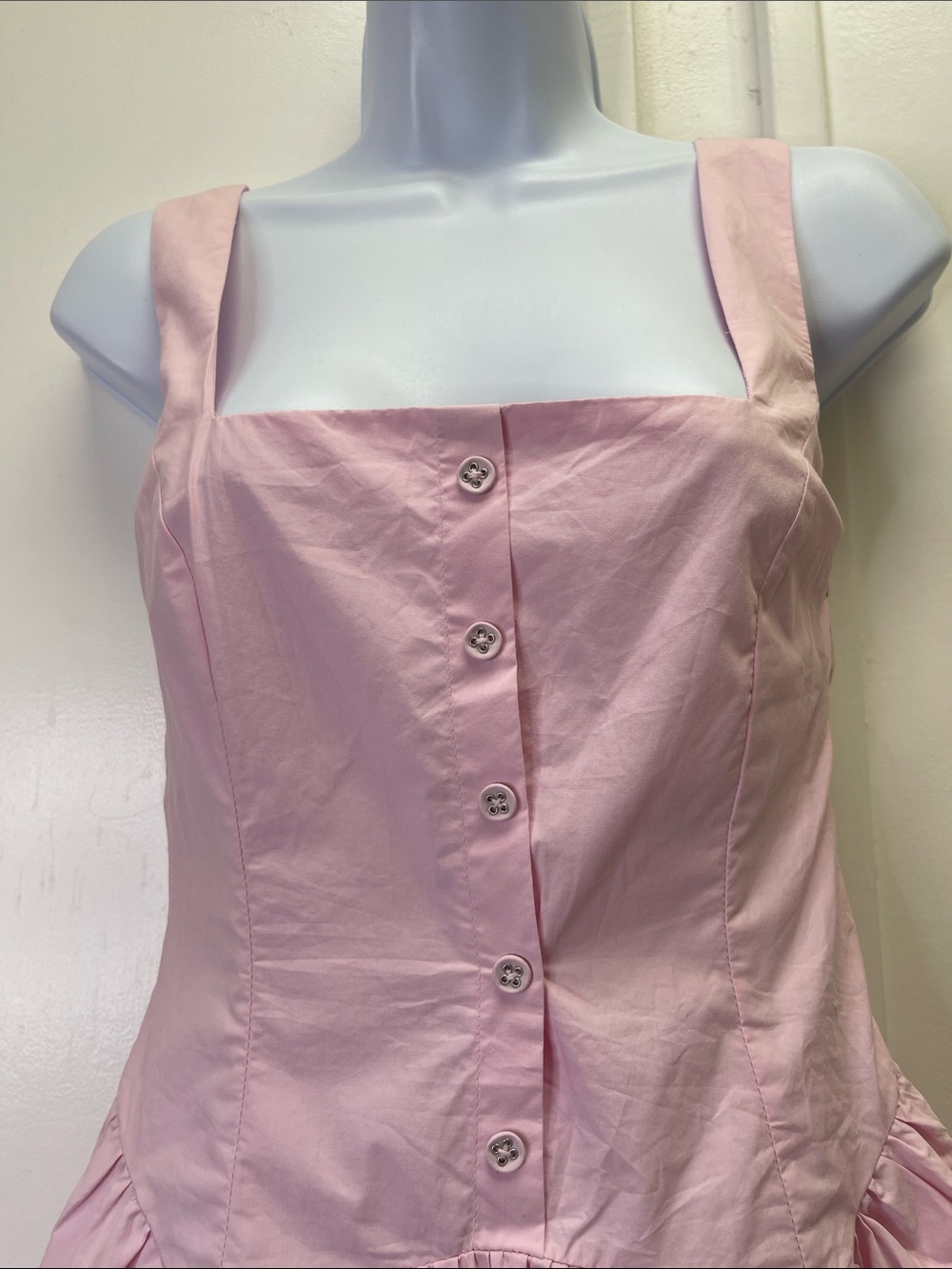 Peppermayo Genie Mini Dress Baby Pink 100% Cotton Fit & Flare Drop Waist Sz 6 - Picture 5 of 17